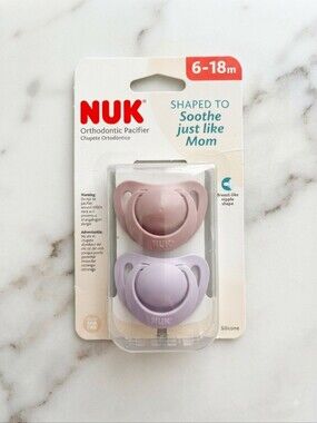 NUK Orthodontic Pacifier (Silicone, 6-18 Months, 2-Pack, Pink & Purple)